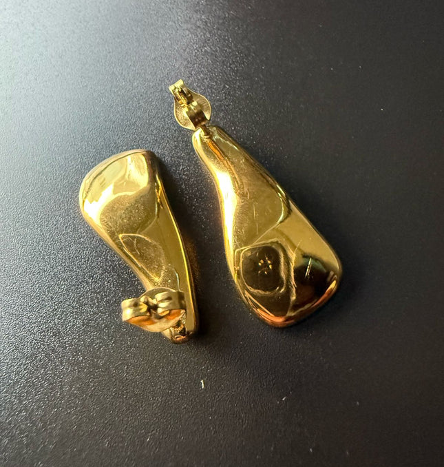 Liquid Gold Sculptural Earrings - Luxury Suave Patterns With a Radiant Gold Finish