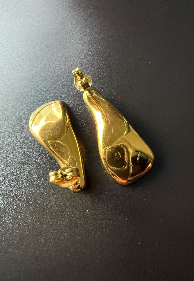 Liquid Gold Sculptural Earrings - Luxury Suave Patterns With a Radiant Gold Finish