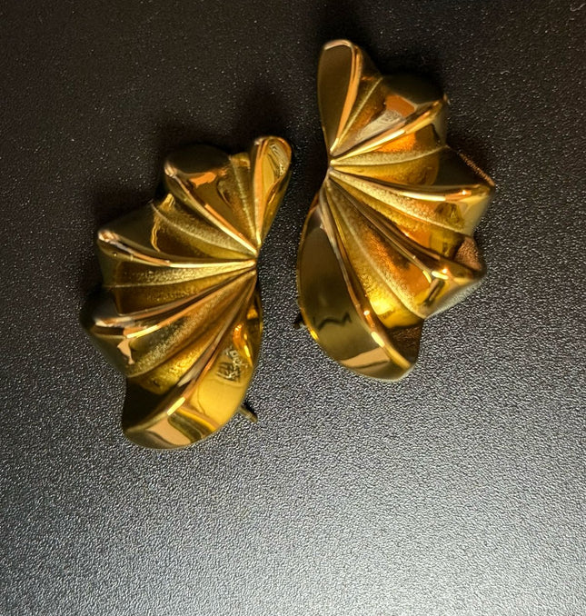 Aurora Bloom Studs – The Golden Petal Statement Earrings