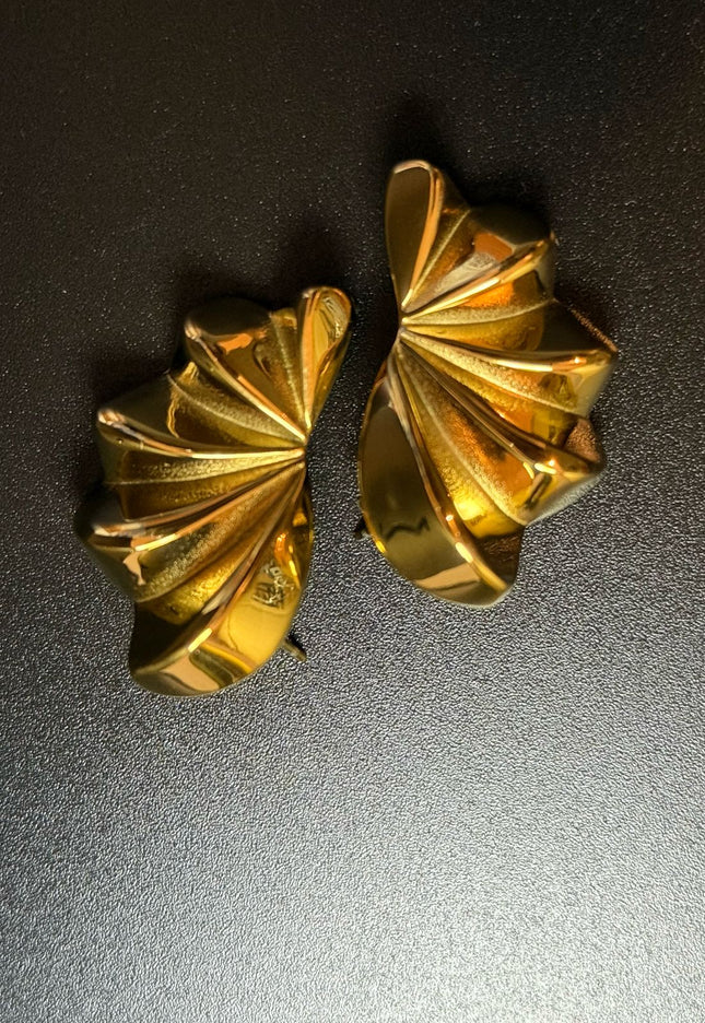 Aurora Bloom Studs – The Golden Petal Statement Earrings
