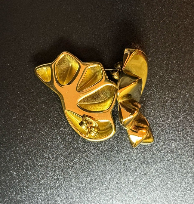 Aurora Bloom Studs – The Golden Petal Statement Earrings