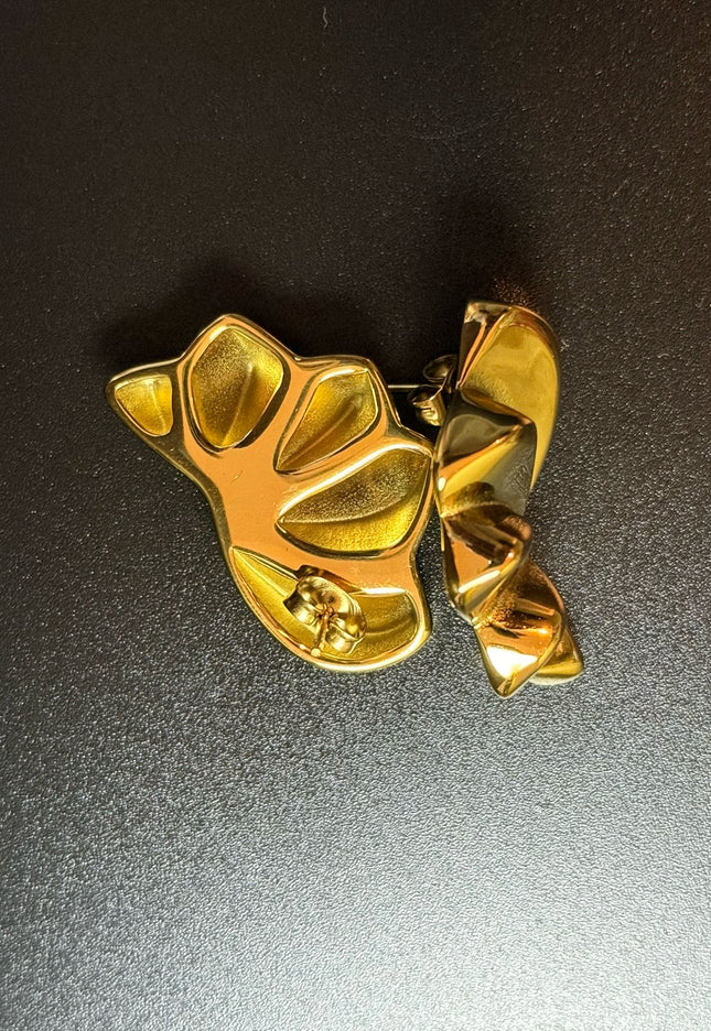 Aurora Bloom Studs – The Golden Petal Statement Earrings