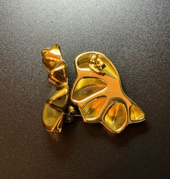 Aurora Bloom Studs – The Golden Petal Statement Earrings