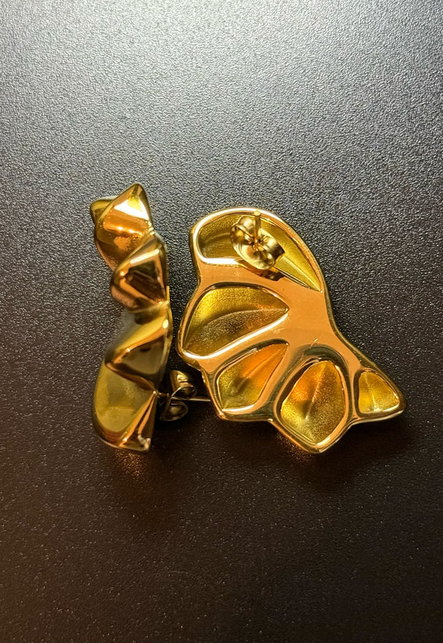 Aurora Bloom Studs – The Golden Petal Statement Earrings