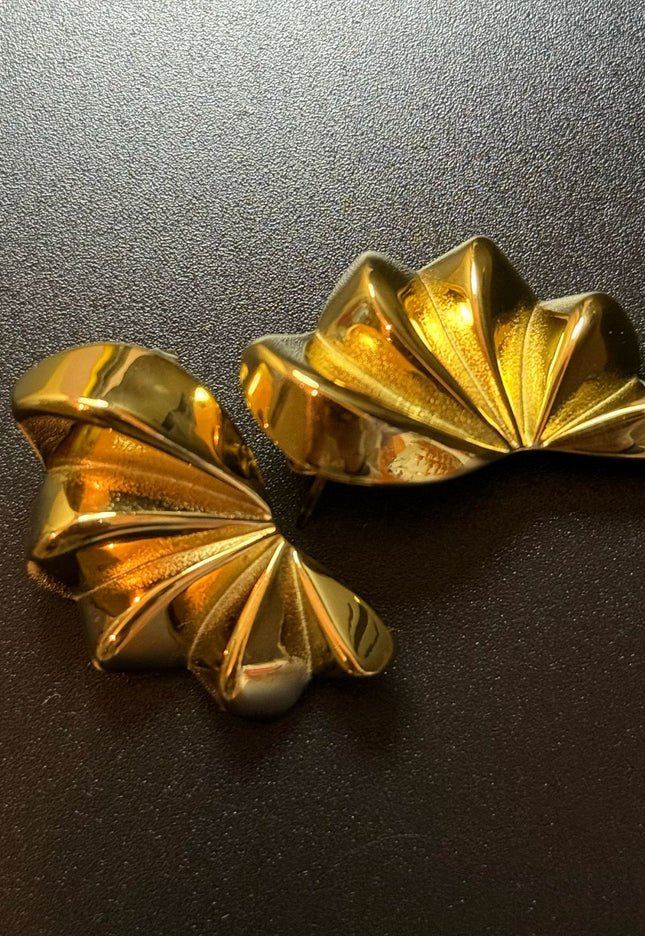 Aurora Bloom Studs – The Golden Petal Statement Earrings