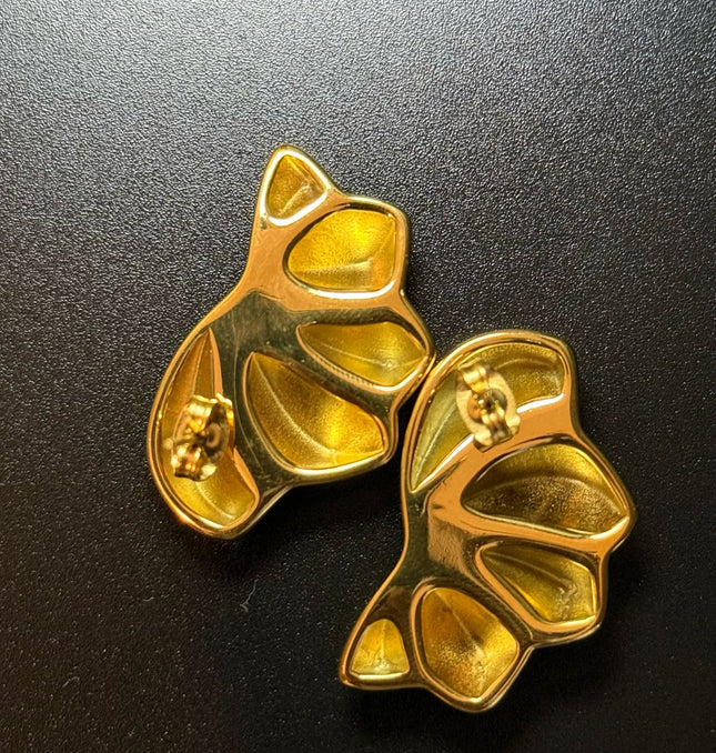 Aurora Bloom Studs – The Golden Petal Statement Earrings