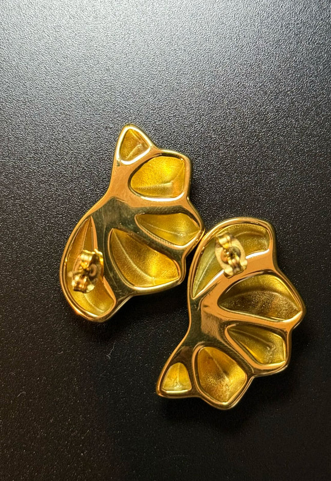 Aurora Bloom Studs – The Golden Petal Statement Earrings