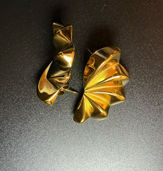 Aurora Bloom Studs – The Golden Petal Statement Earrings