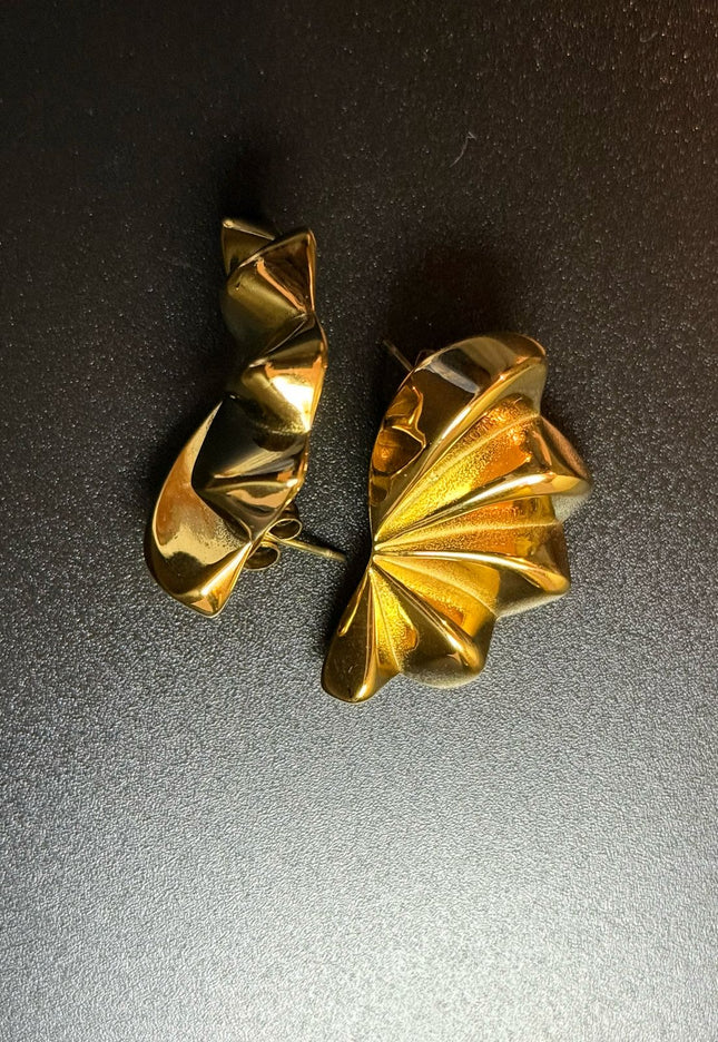 Aurora Bloom Studs – The Golden Petal Statement Earrings