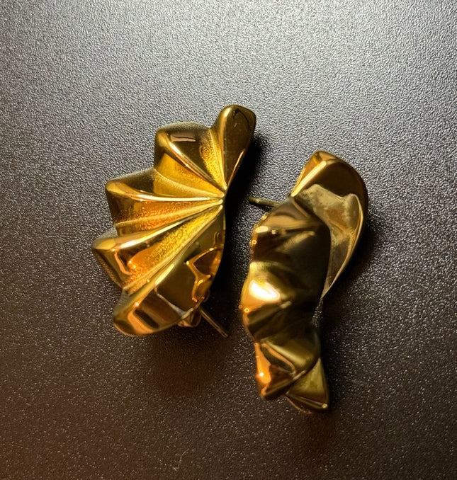 Aurora Bloom Studs – The Golden Petal Statement Earrings