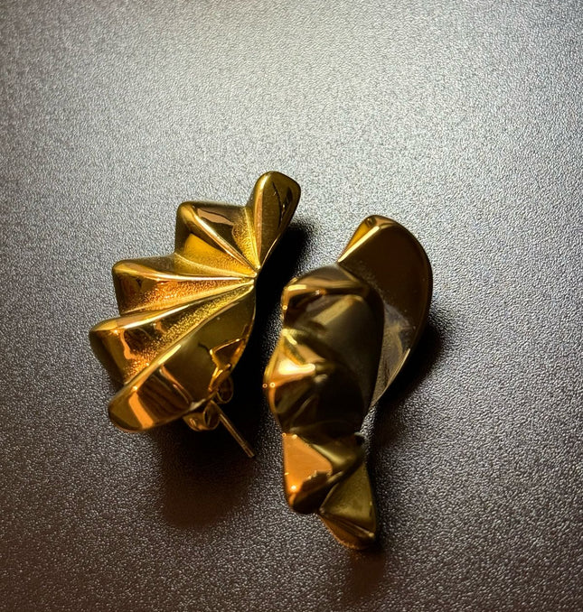Aurora Bloom Studs – The Golden Petal Statement Earrings