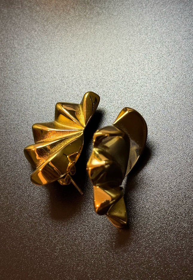 Aurora Bloom Studs – The Golden Petal Statement Earrings