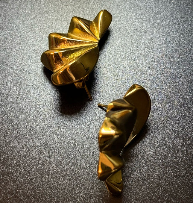 Aurora Bloom Studs – The Golden Petal Statement Earrings