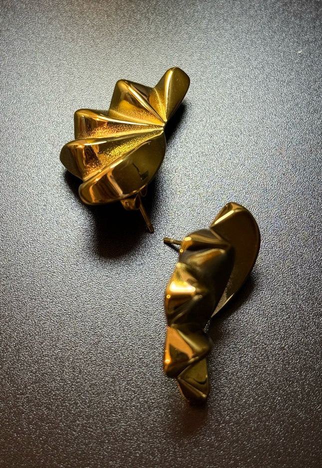 Aurora Bloom Studs – The Golden Petal Statement Earrings