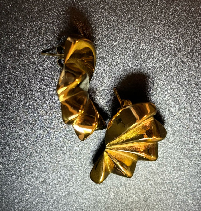 Aurora Bloom Studs – The Golden Petal Statement Earrings