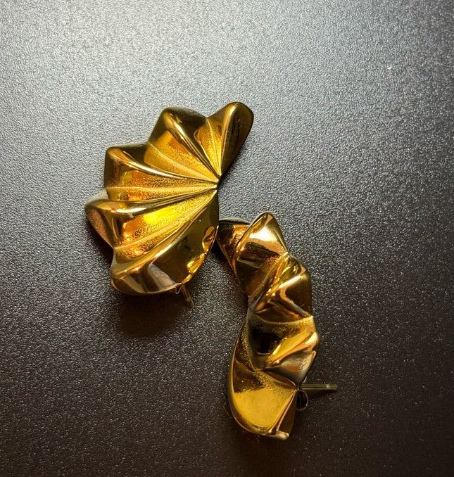 Aurora Bloom Studs – The Golden Petal Statement Earrings