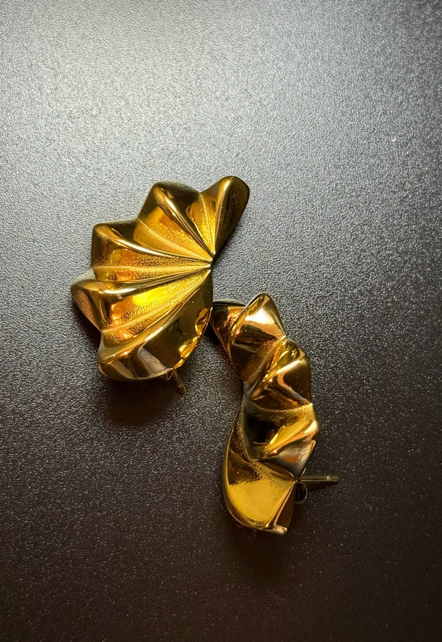 Aurora Bloom Studs – The Golden Petal Statement Earrings