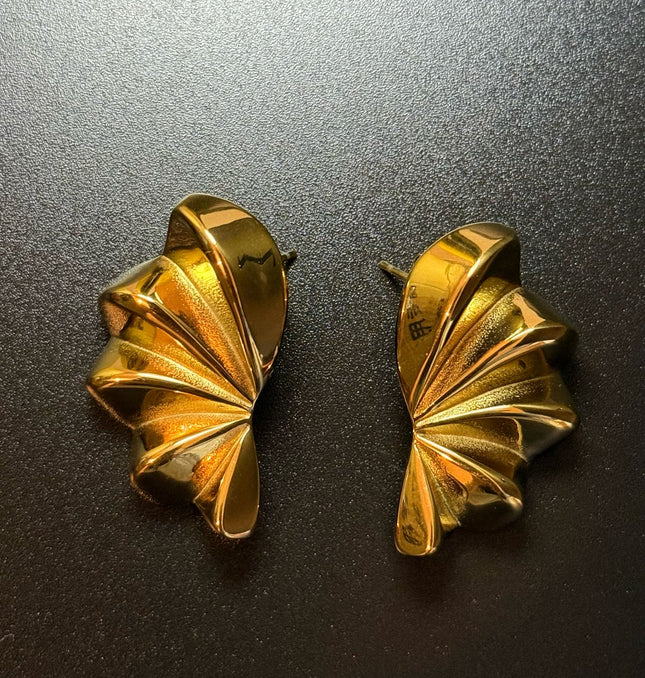 Aurora Bloom Studs – The Golden Petal Statement Earrings