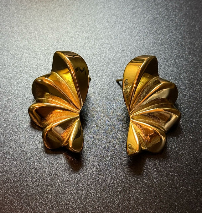 Aurora Bloom Studs – The Golden Petal Statement Earrings