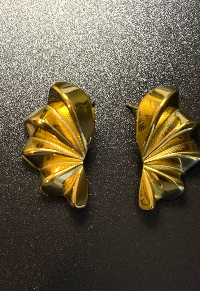 Aurora Bloom Studs – The Golden Petal Statement Earrings