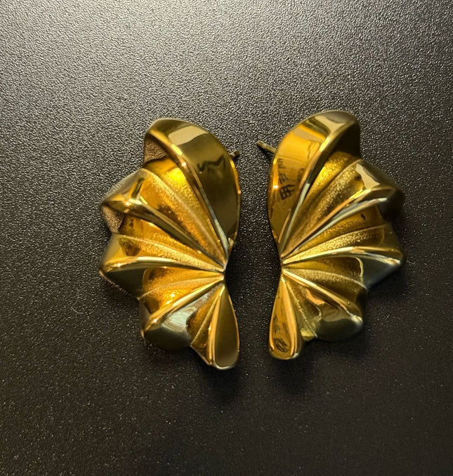 Aurora Bloom Studs – The Golden Petal Statement Earrings