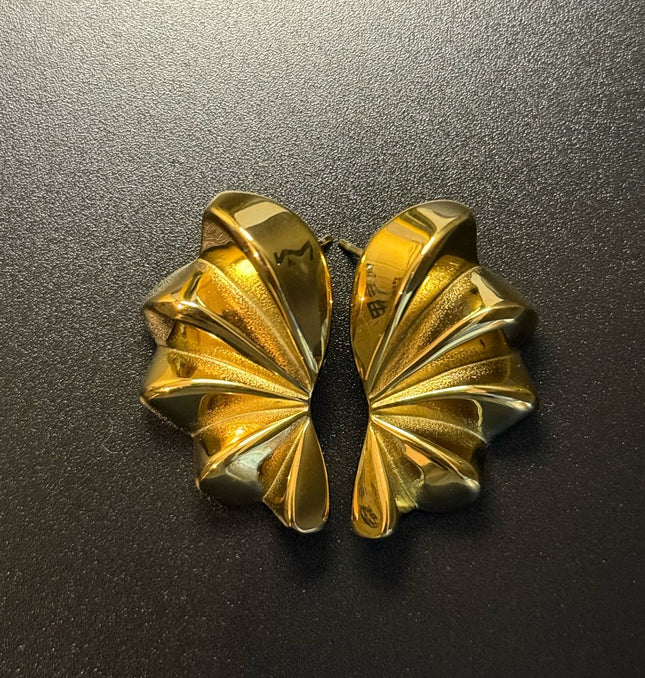 Aurora Bloom Studs – The Golden Petal Statement Earrings