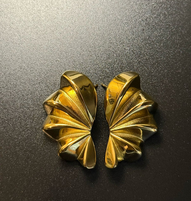 Aurora Bloom Studs – The Golden Petal Statement Earrings