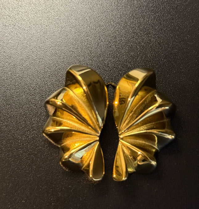 Aurora Bloom Studs – The Golden Petal Statement Earrings