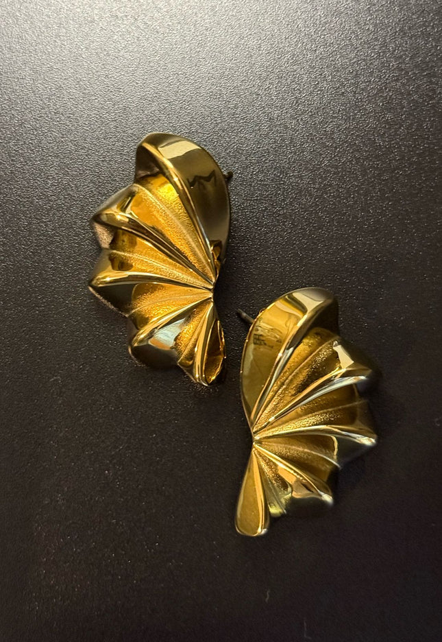 Aurora Bloom Studs – The Golden Petal Statement Earrings