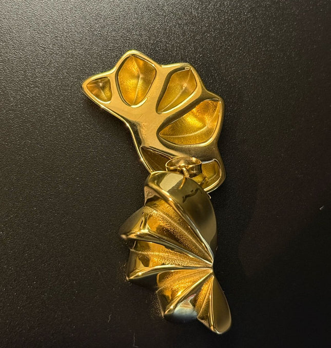 Aurora Bloom Studs – The Golden Petal Statement Earrings