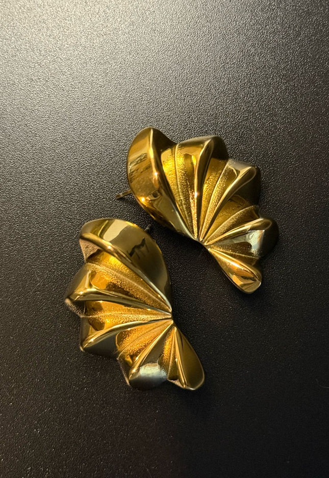 Aurora Bloom Studs – The Golden Petal Statement Earrings