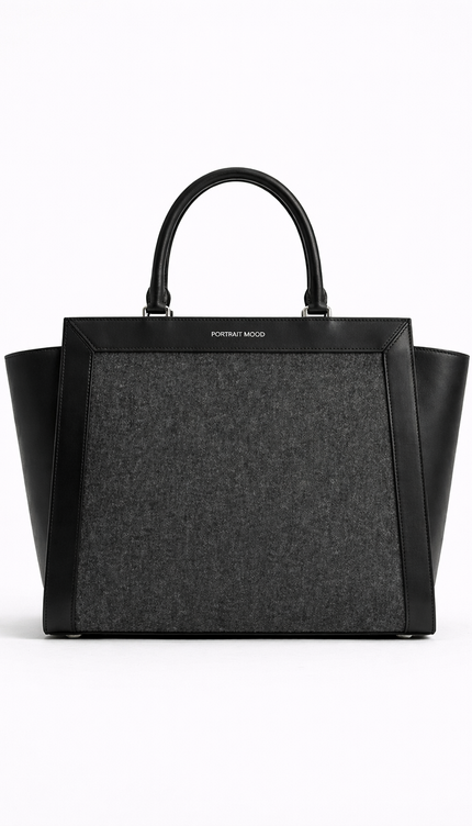 The P|M Architect Wool-Felt Winged Tote - Noir & Charcoal Edition