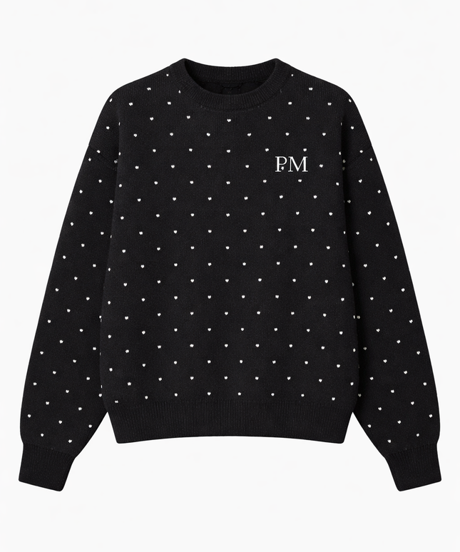 The PM Noir Scatter Dot Knit Crew