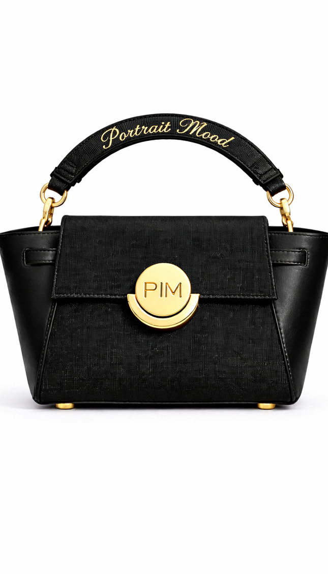 P|M ALLURE Top Handle - Noir Script & Gold Charm Edition