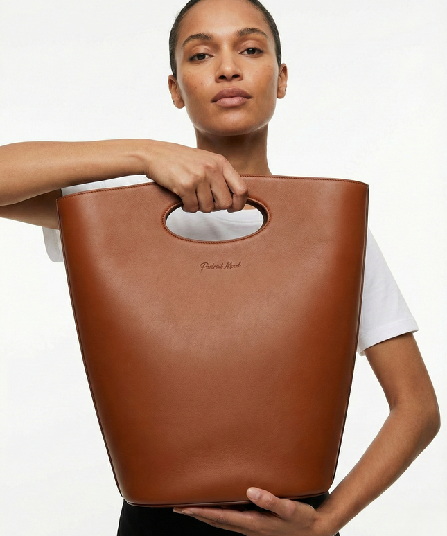 The P|M Terra Sculpted Tote - Cognac Edition