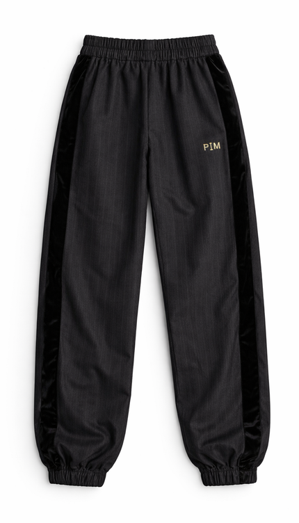 The P|M "Tuxedo" Pinstripe Track Pant - Noir & Velvet Edition