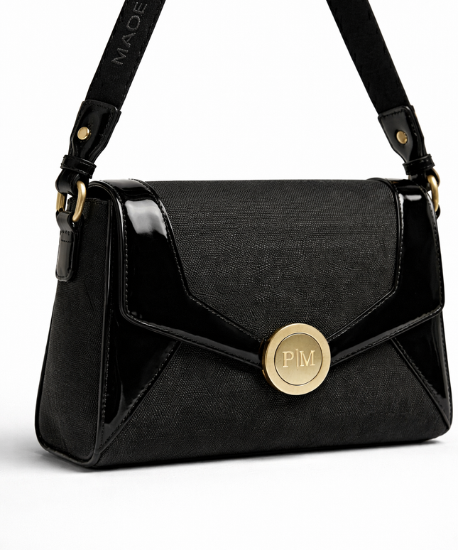 P|M ALLURE Shoulder Bag - Noir Patent Mixed-Media