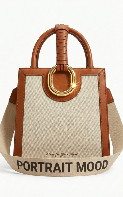 The P|M Axis Sculptural Ring Tote - Sand & Cognac Edition