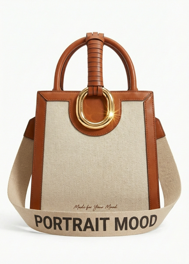 The P|M Axis Sculptural Ring Tote - Sand & Cognac Edition