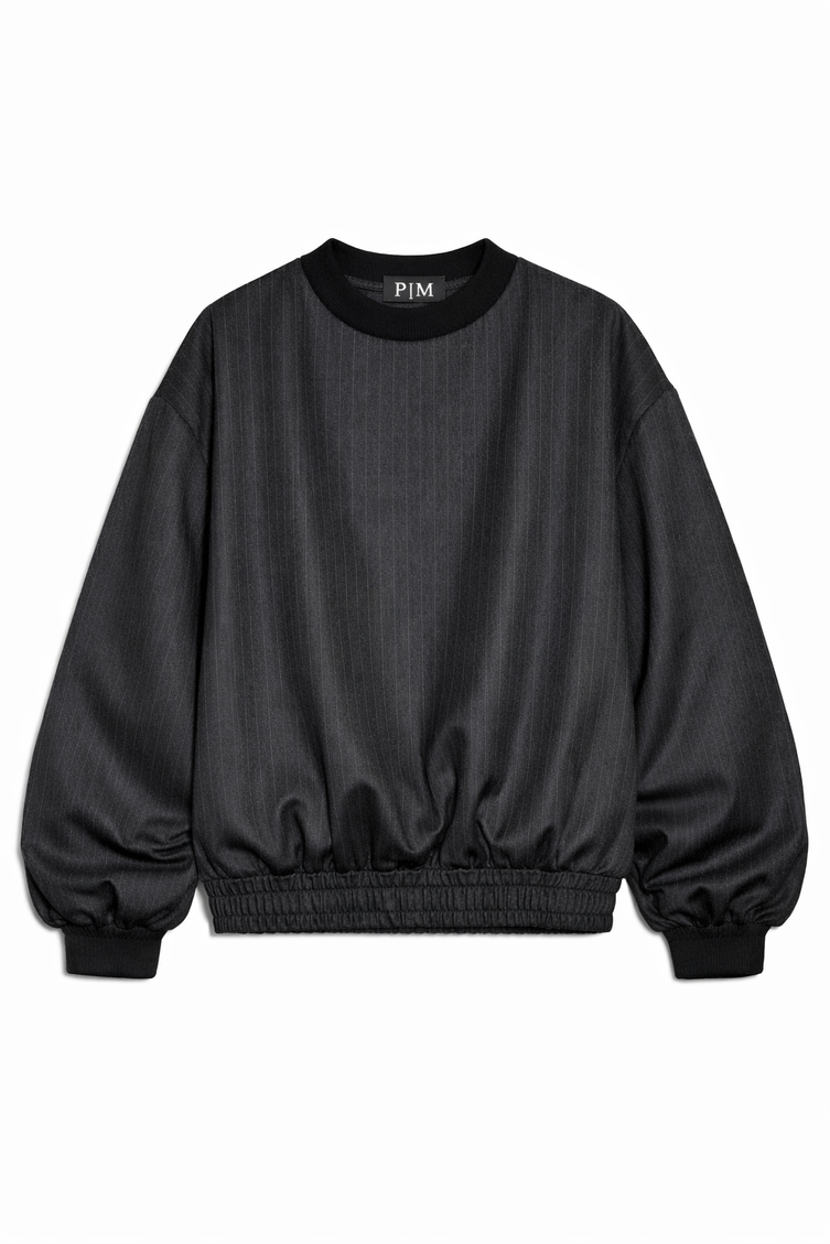 The P|M Sartorial Pinstripe Crewneck - Noir Edition