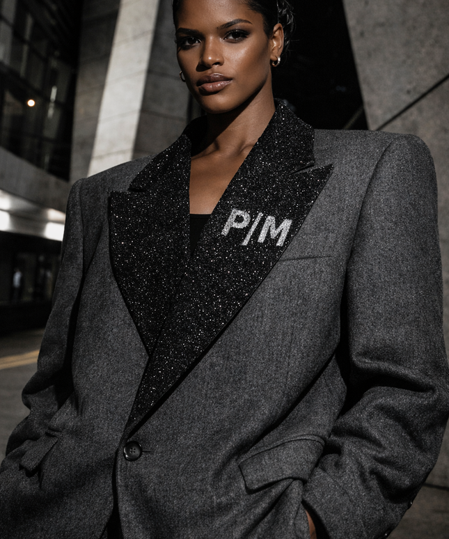 The P|M Crystal Tuxedo Oversized Blazer - Granite Edition