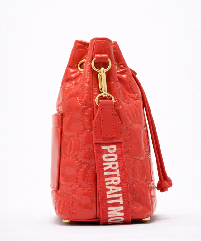 The P|M Aura Quilted Bucket - Cherry Patent Today's Mood Edition