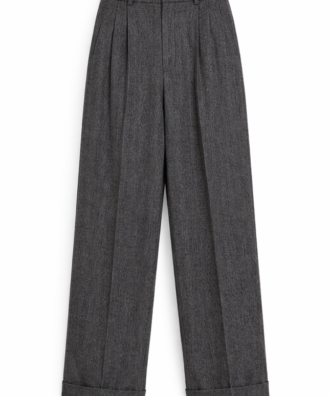 The P|M Executive Wide-Leg Pleated Trouser - Granite Edition