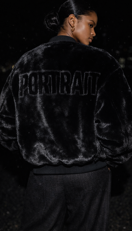 The P|M -PORTRAIT Sculpted Fur Bomber - Noir Edition