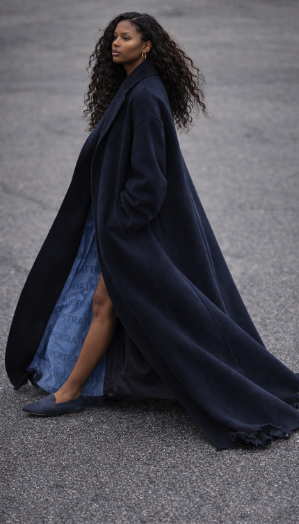 The P|M Midnight Raw-Hem Wool Trench