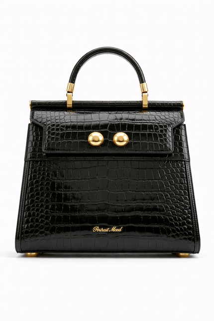 The P M Empress Croc Top Handle Onyx Edition