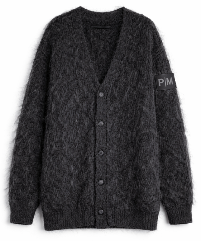 The P|M "SMOKE" Brushed Mohair Cardigan - Graphite Edition