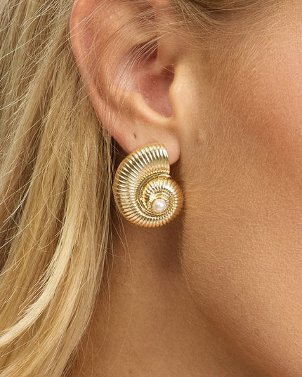 OCEAN AURA EARRINGS In Solid Non-Tarnish Stainless Steel With 18K Gold-Plate
