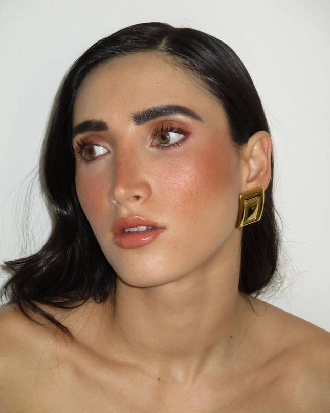 GOLDEN PYRAMID LUXE EARRINGS In Solid Non-Tarnish Stainless Steel With 18K Gold-Plate