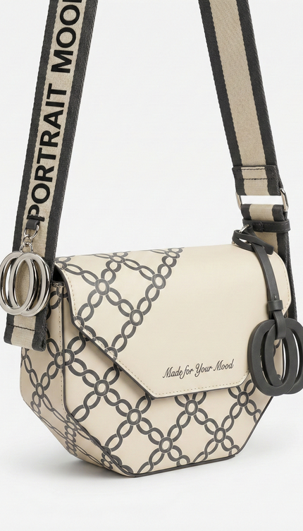 The P|M Link Geometric Crossbody - Cream & Charcoal Edition